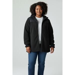 Duluth Trading Co Shoreline Micro Fleece Hooded Jacket Coat Women's 1X Black